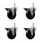 Service Caster 4 Inch Soft Rubber Wheel Swivel 58 Inch Threaded Stem Caster Set with Brake SCC SCC-TS20S414-SRS-PLB-58212-4 - alternate 1